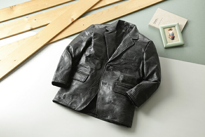 楽天市場】ラム革 パッチワーク ワニ型押し テーラージャケット Franco