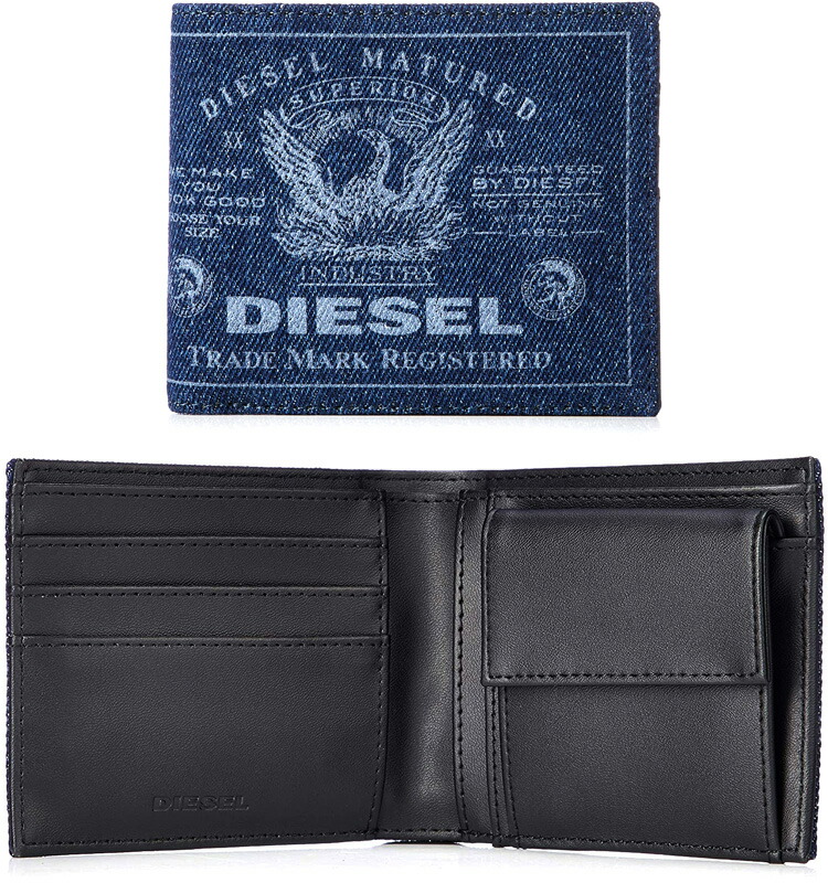 楽天市場】DIESEL ディーゼル プリントロゴ小銭入れ付き二つ折り財布