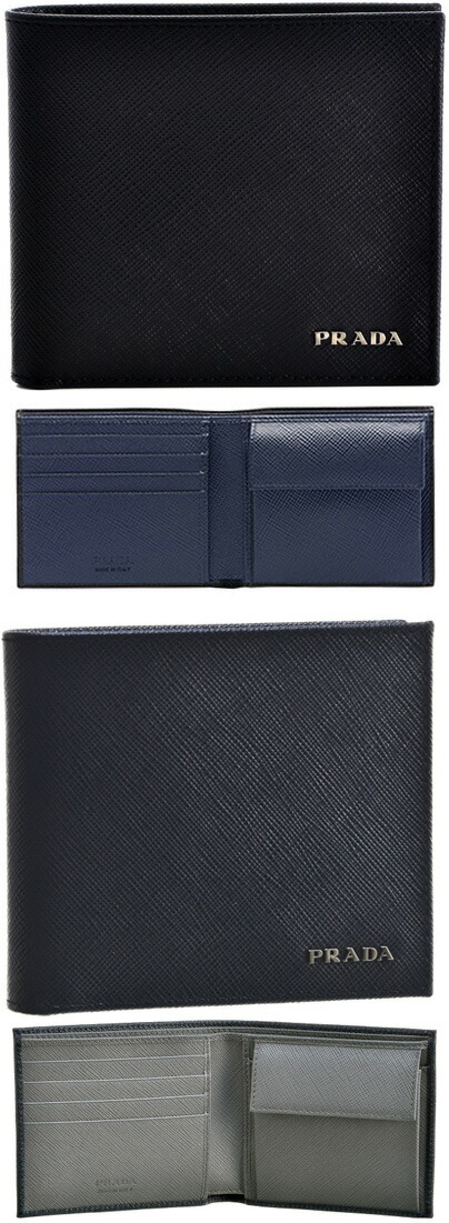 楽天市場】PRADA プラダ メンズ小銭入れ付き2つ折り財布ブラック