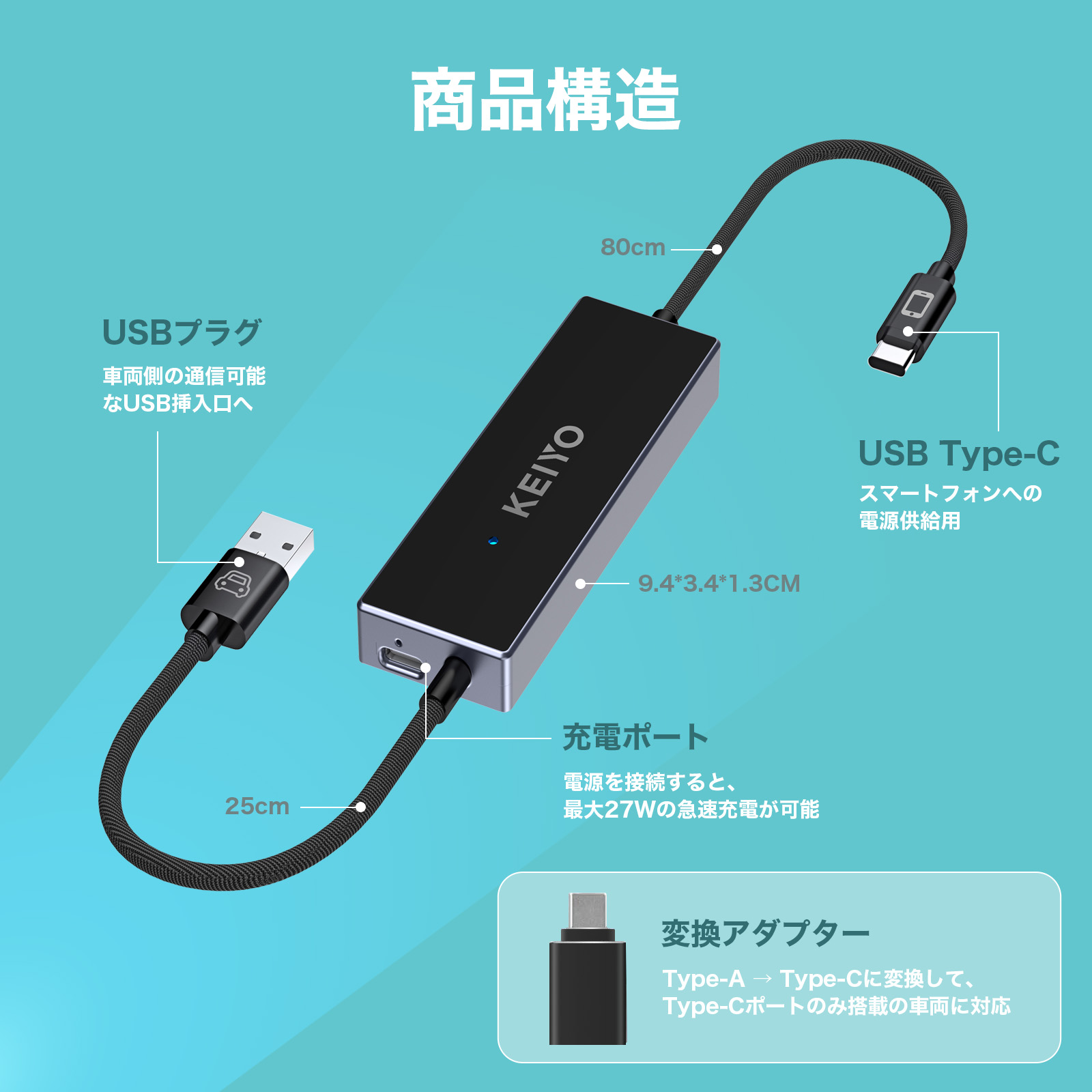 楽天市場】KEIYO公式 APPミラータッチカーアダプター スマホ画面を