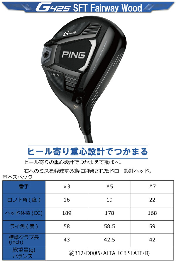楽天市場】在庫あります。PING G425 フェアウェイウッド ＃3SFT