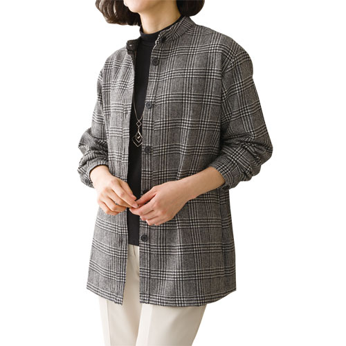 楽天市場】シャツ ブラウス グレンチェック グレー レディース 日本製