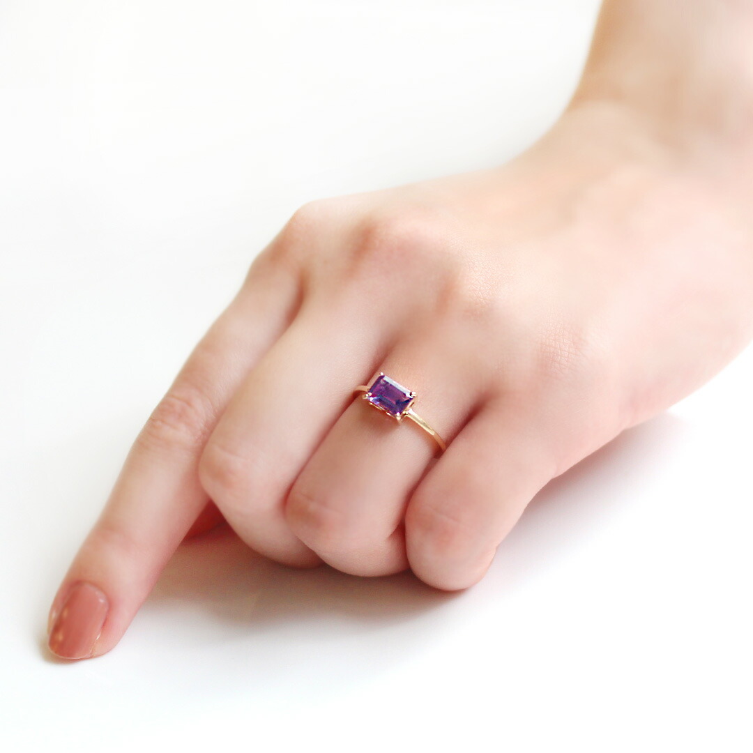 楽天市場】0.9ct相当 ライトアメジスト K10イエローゴールド リング