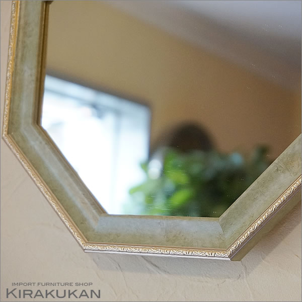 楽天市場】【スーパーセール価格】 鏡 壁掛け ヴィンテージ 八角ミラー