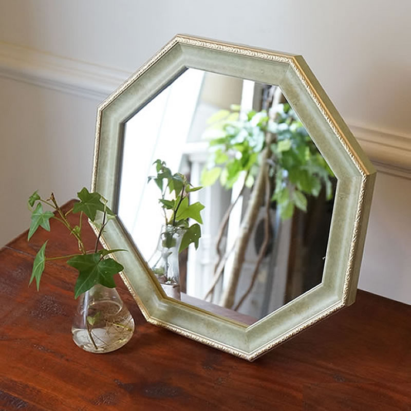 楽天市場】【スーパーセール価格】 鏡 壁掛け ヴィンテージ 八角ミラー