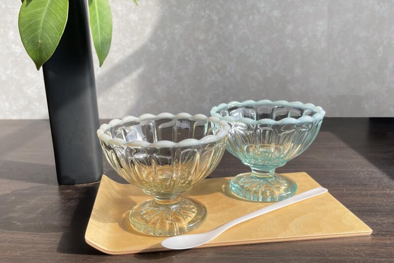 楽天市場】雪の花 丸フラッペ ブルー /古代色 ガラス レトロ ボウル