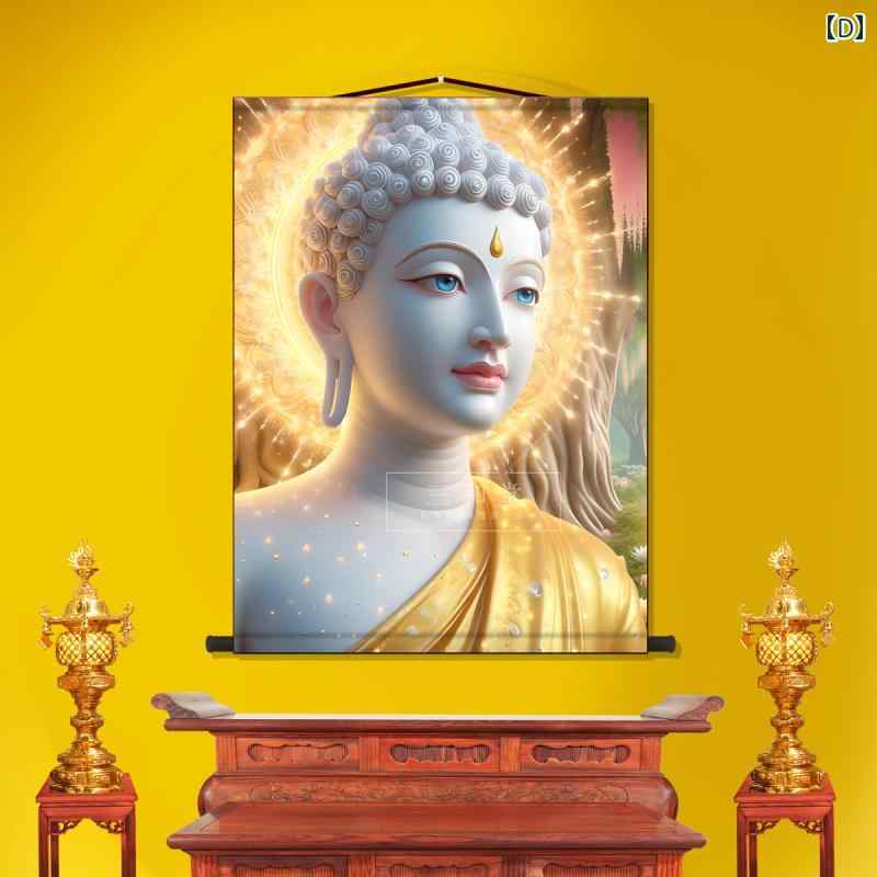 楽天市場】掛け軸 絵画 仏教 大仏 仏陀 仏像 菩薩 蓮華 肖像画 レトロ