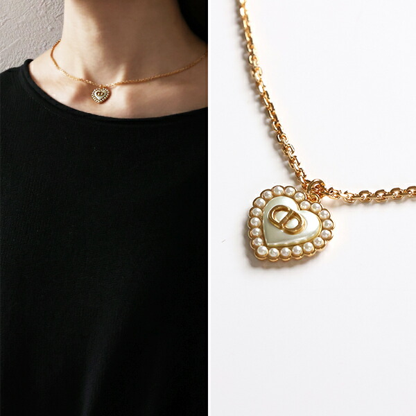 楽天市場】Dior ディオール ネックレス Petit Cd Heart Baroque Short
