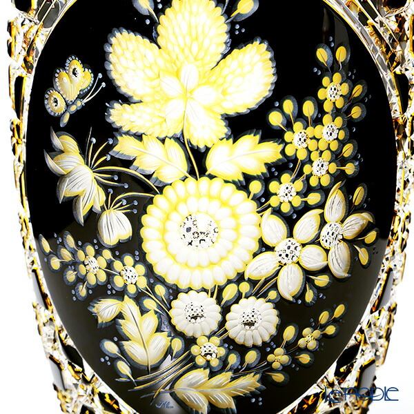 マイセンクリスタルの花瓶 ひまわり柄 マイセンクリスタルの花瓶