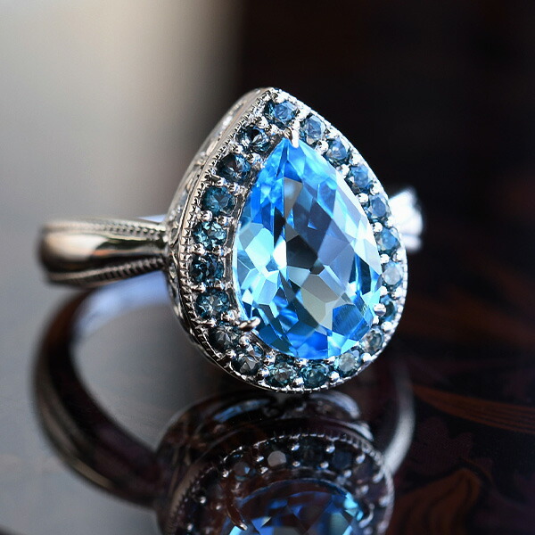 楽天市場】碌山 スイスブルートパーズ リング 美しい青が鮮烈に輝く RP