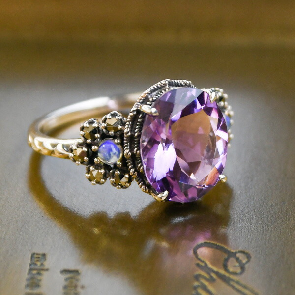 楽天市場】碌山 アメジスト オパール リング エレガントなアンティーク