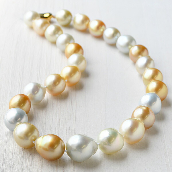 楽天市場】16.9mm ナチュラルマルチカラー 白蝶真珠 ネックレス ほぼ