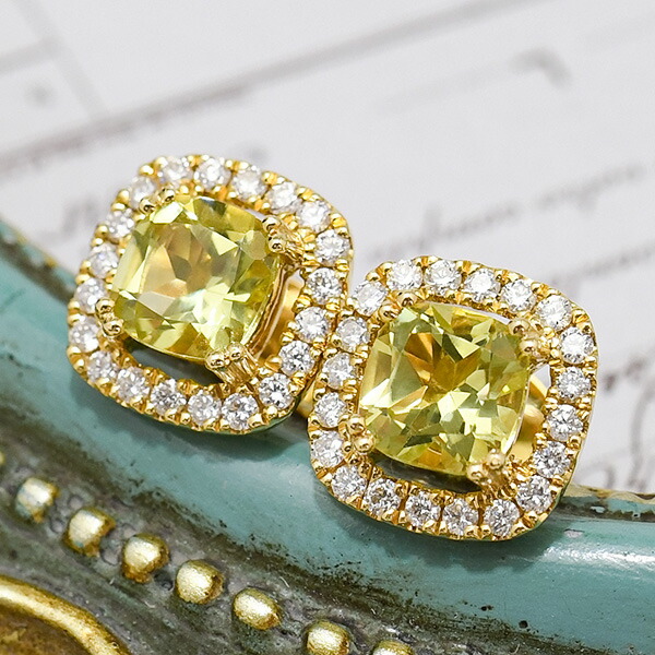 楽天市場】K18YG レモンクォーツ & ダイヤモンド ピアス 大粒のレモン