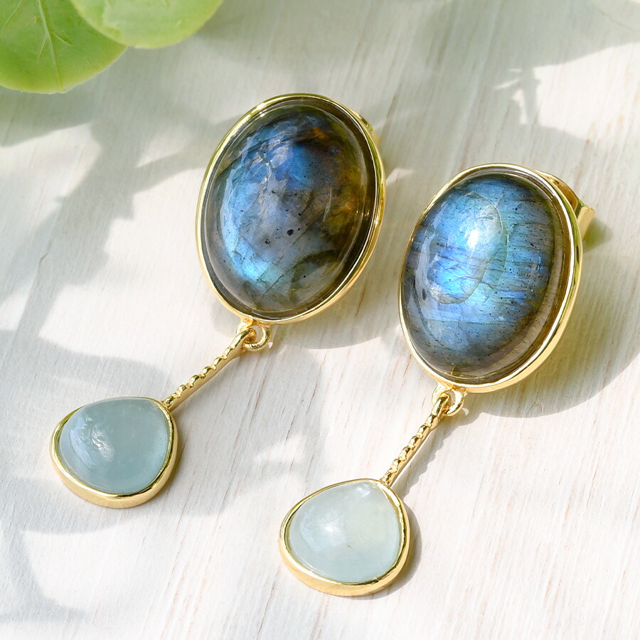 楽天市場】ラブラドライト アクアマリン ピアス 揺れる神秘的な