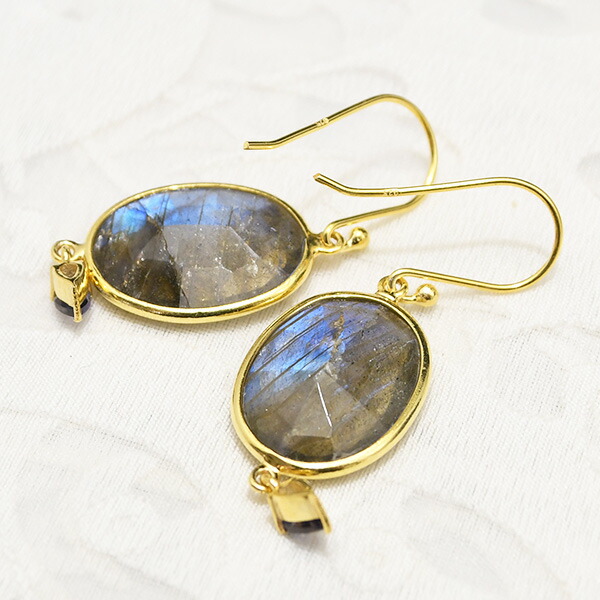 楽天市場】ラブラドライト ＆ アイオライト ピアス/イヤリング 揺れる