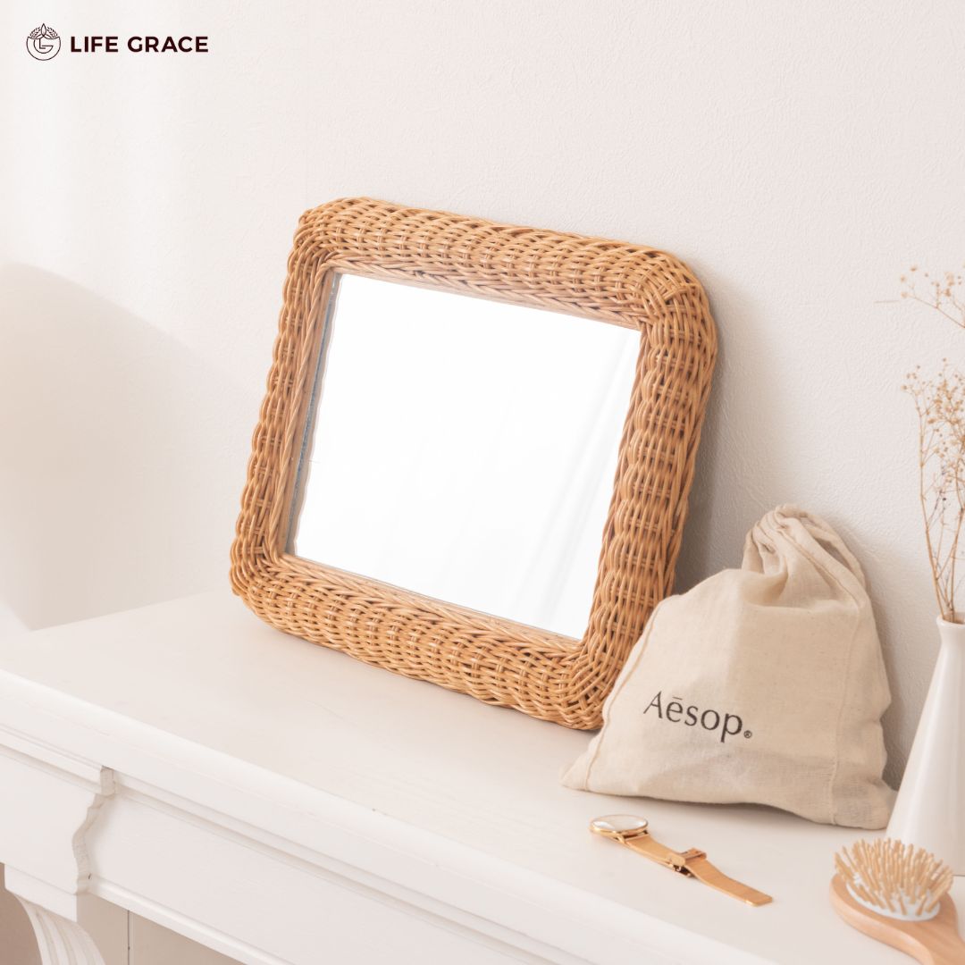 楽天市場】ラタンミラー ウォールミラー 壁掛けミラー 卓上ミラー 卓上