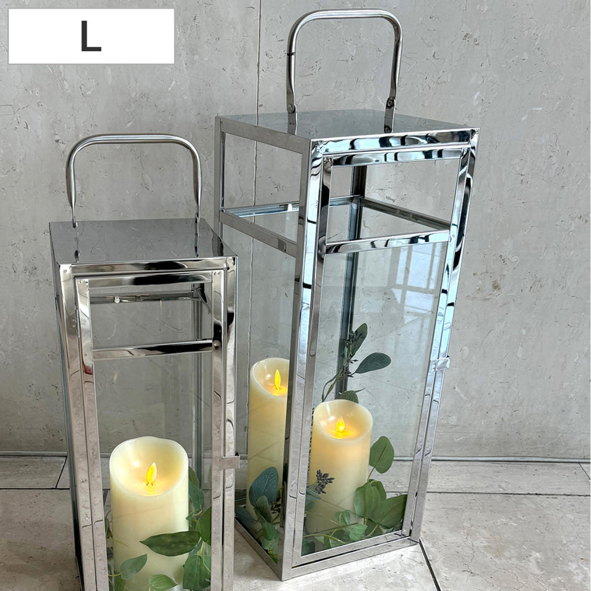 楽天市場】ディスプレイケース シルバーランタン L ガラス キャンドル