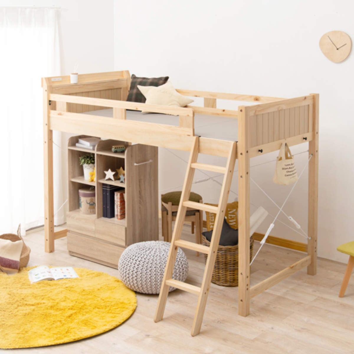 楽天市場】ロフトベッド ベッド下113cm 木製 2口コンセント （ 送料