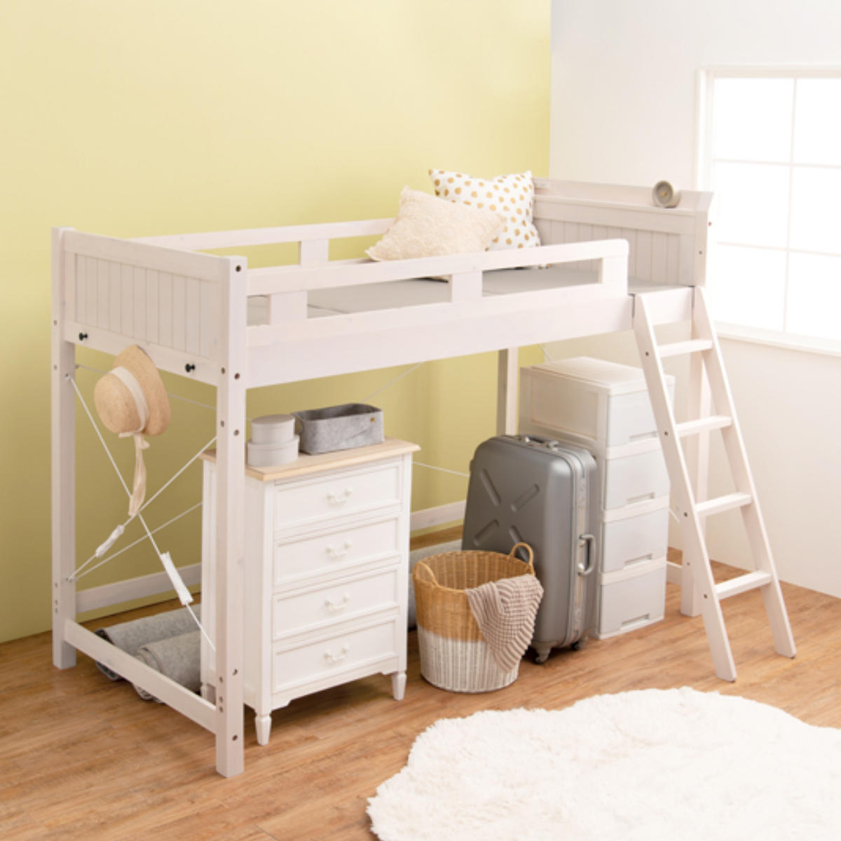 楽天市場】ロフトベッド ベッド下113cm 木製 2口コンセント （ 送料