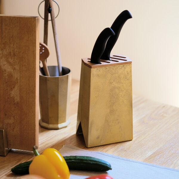 楽天市場】FUTAGAMI 包丁立て 真鍮 真鍮鋳肌 包丁スタンド フタガミ 二