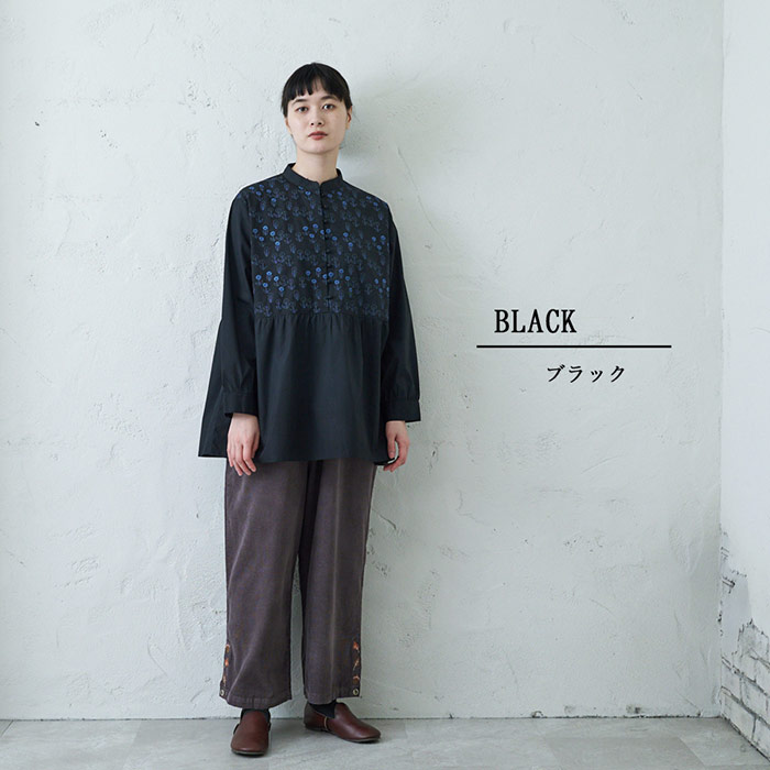 楽天市場】花刺繍ブラウスチュニック レディース トップス 長袖 大人の