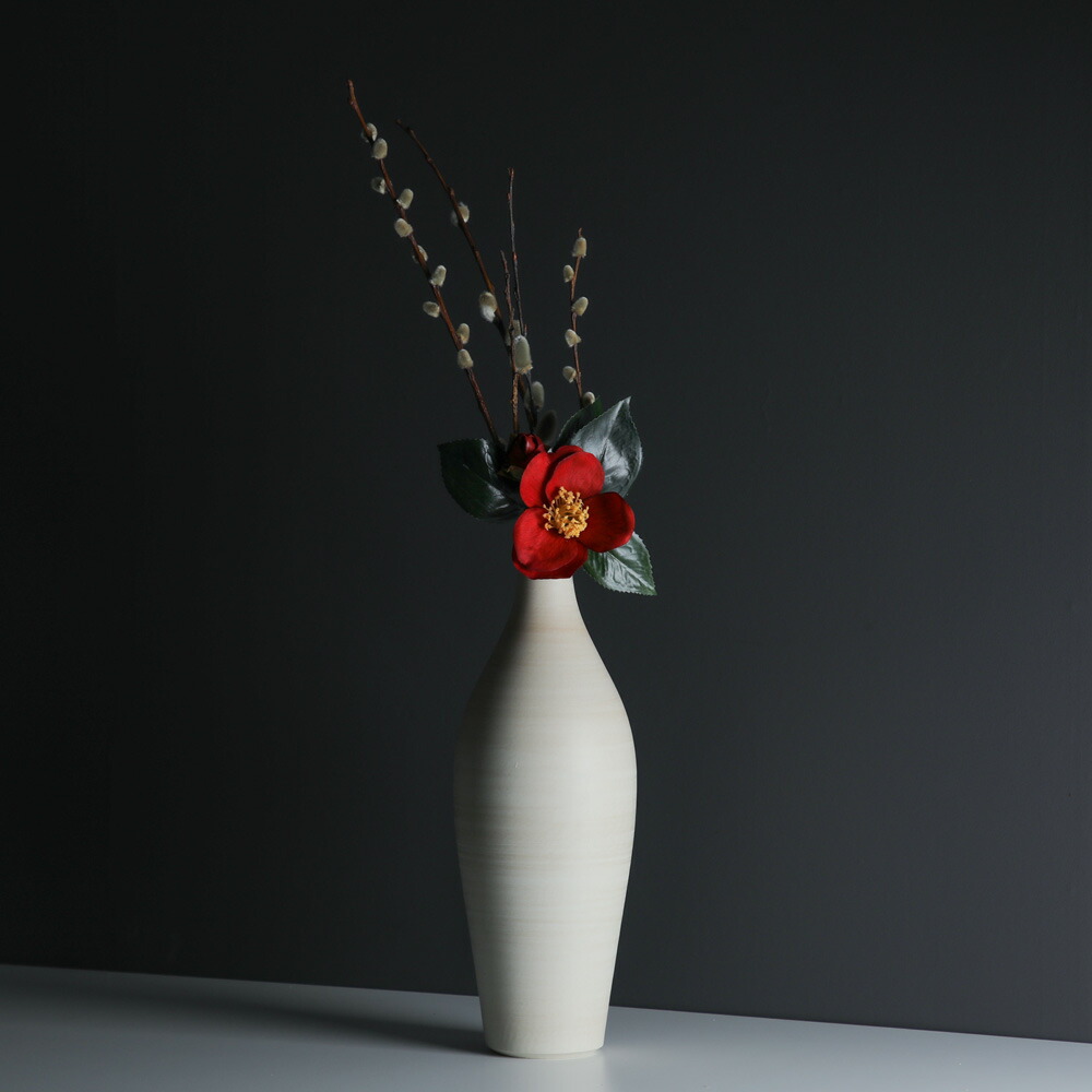 楽天市場】手引きろくろ フラワーベース「大」ホワイト 白 生成り 花器