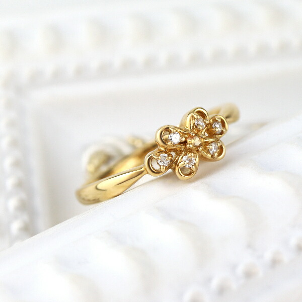 楽天市場】K18 シトリン ダイヤモンド フラワー リング 指輪 花 天然石