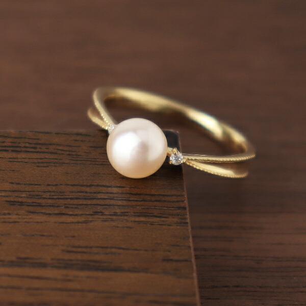 楽天市場】K18 一粒 真珠 ダイヤモンド ゴールドリング 18金 18k