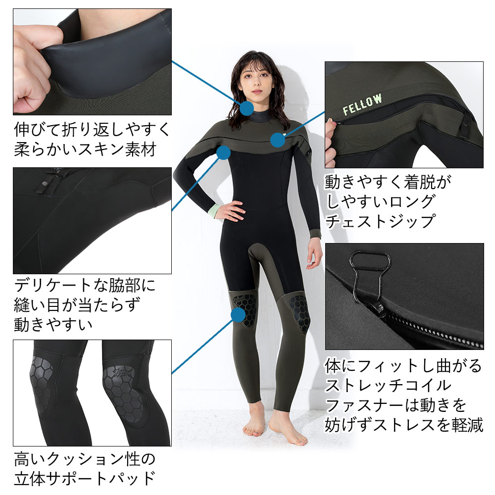 楽天市場】FELLOW ウェットスーツ フルスーツ 3mm レディース ロング