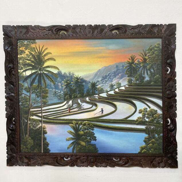 楽天市場】【インテリア雑貨 おしゃれ バリ風】 バリ絵画 風景画 棚田