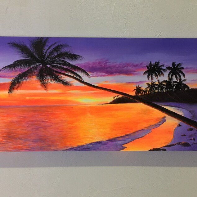 楽天市場】【インテリア雑貨 おしゃれ バリ風】 バリ 絵画 海の絵 ヤシ