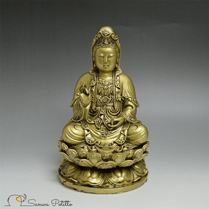 楽天市場】観音菩薩様 大 高さ25.5cm S19018 金 ゴールド 自在菩薩