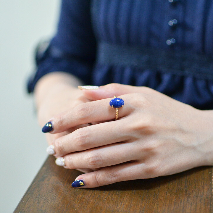 楽天市場】K18 ラピスラズリ ダイヤモンド リング 「aragosta