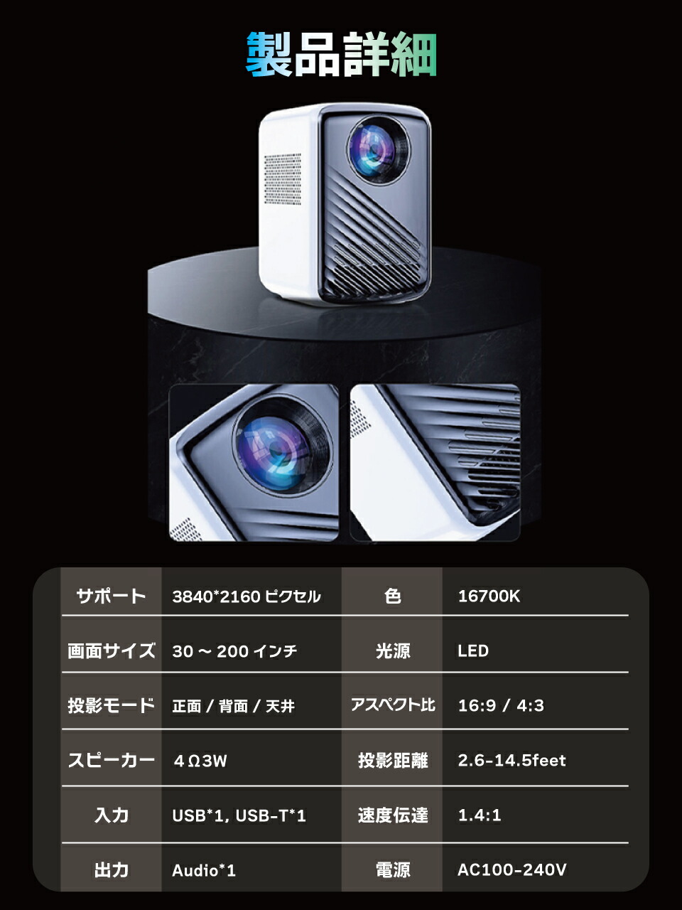 楽天市場】プロジェクター 小型 コンパクト 持ち運び 壁面 天井 Net PC