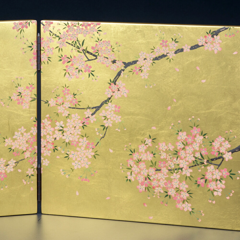 楽天市場】金箔 蒔絵屏風 桜 : 金箔逸品工芸 箔打屋