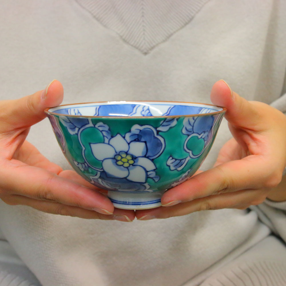 楽天市場】茶碗 有田焼 伊万里焼 唐花茶碗（緑） 花柄 手描き 唐草