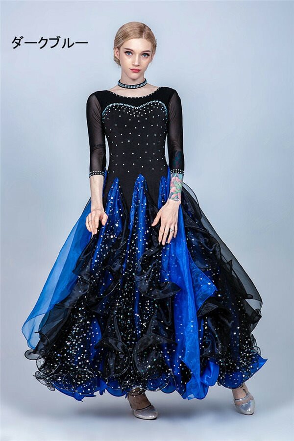 楽天市場】社交ダンス ドレス モダンドレス 競技用 発表会 衣装