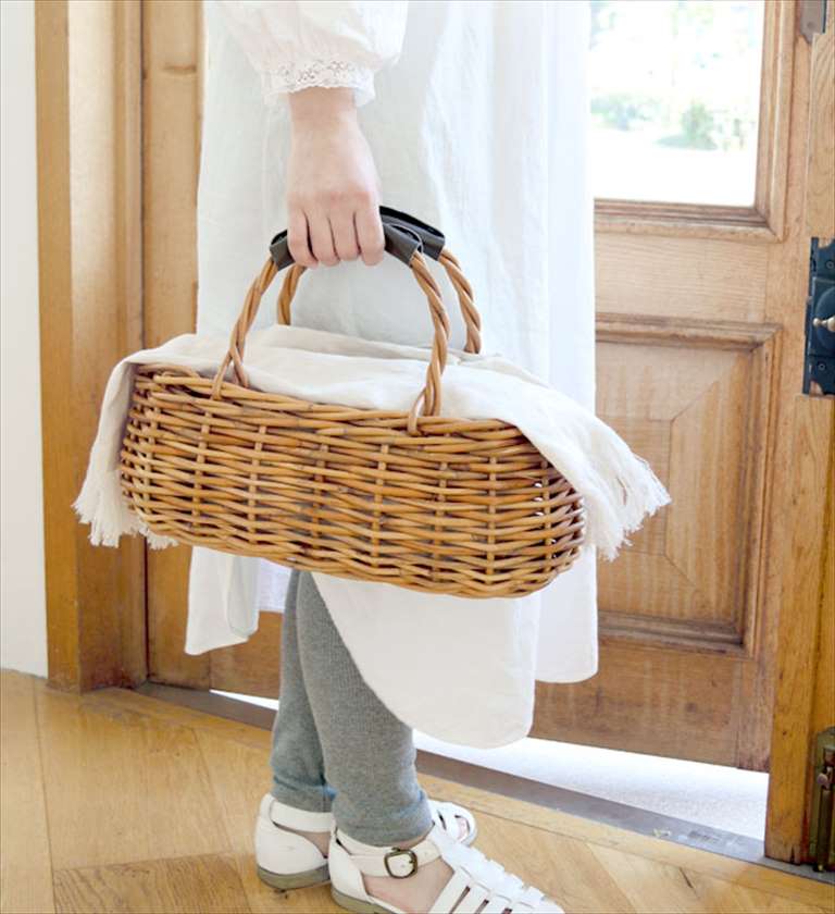 楽天市場】アラログ ロングバゲットかごバッグ ラタン 藤 収納かご 籠