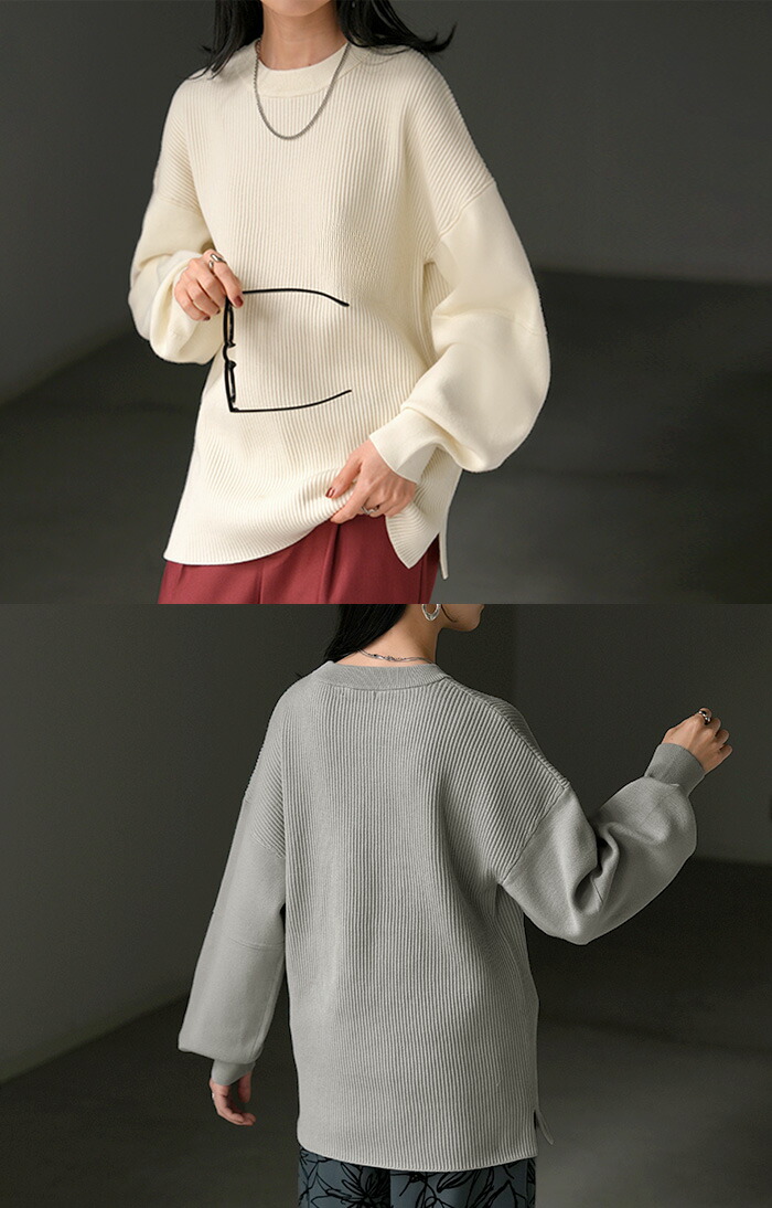 楽天市場】ニット 切り替え リブ レディース トップス ロング セーター