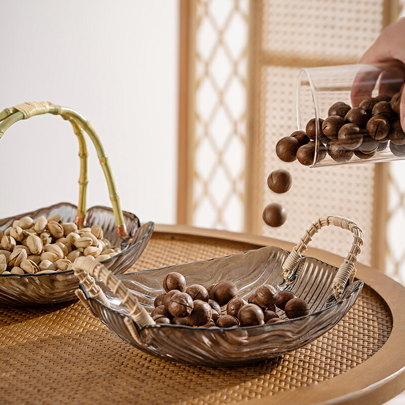 楽天市場】IwaiLoft 藤の持ち手 ガラスの盛り鉢 盛器 ラス盛り鉢 洋食