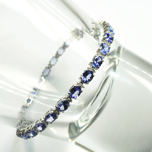 楽天市場】タンザナイト×ダイヤモンド K18ホワイトゴールド テニス