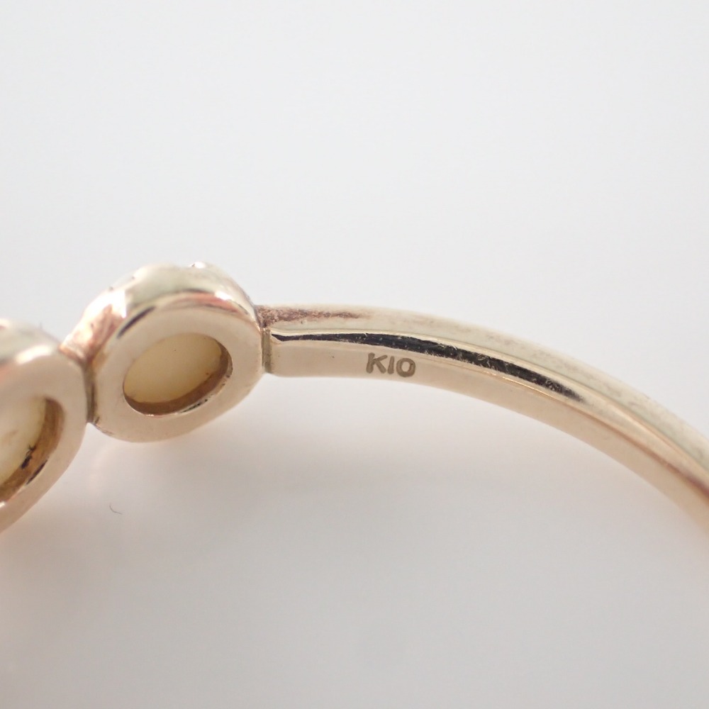 楽天市場】ageteアガット K10 白蝶貝 リング9号 指輪 イエローゴールド