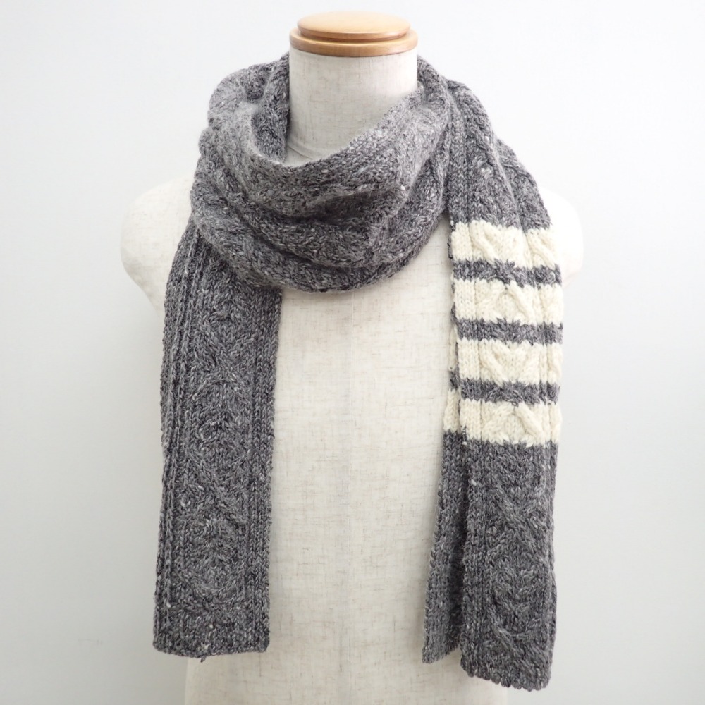 楽天市場】THOM BROWNEトムブラウン ケーブルニット ロングマフラー