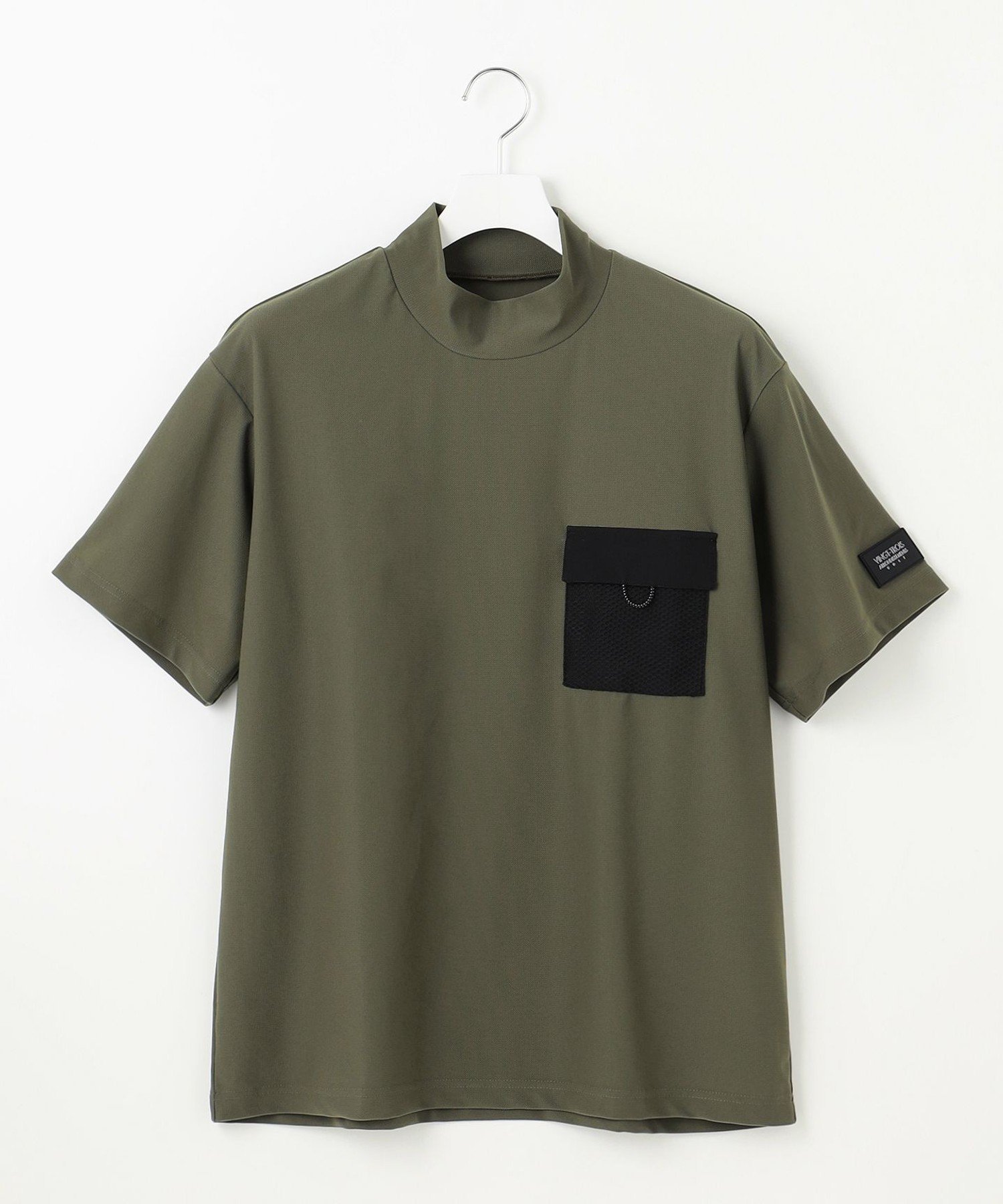 ラフロッグ サーマルモックネックシャツ カーキ M 人気のモックネック