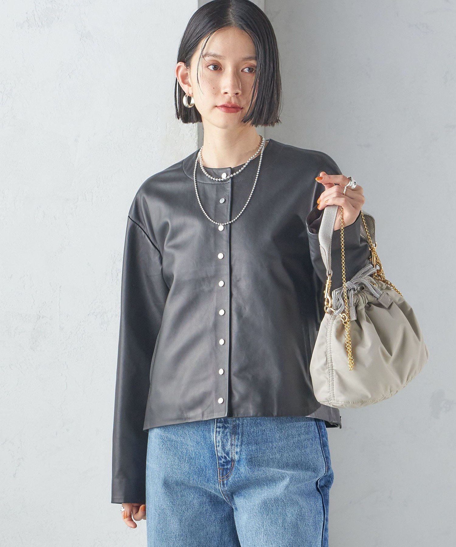SHIPS｜SHEEP レザー ノーカラー ブルゾン | Rakuten Fashion(楽天