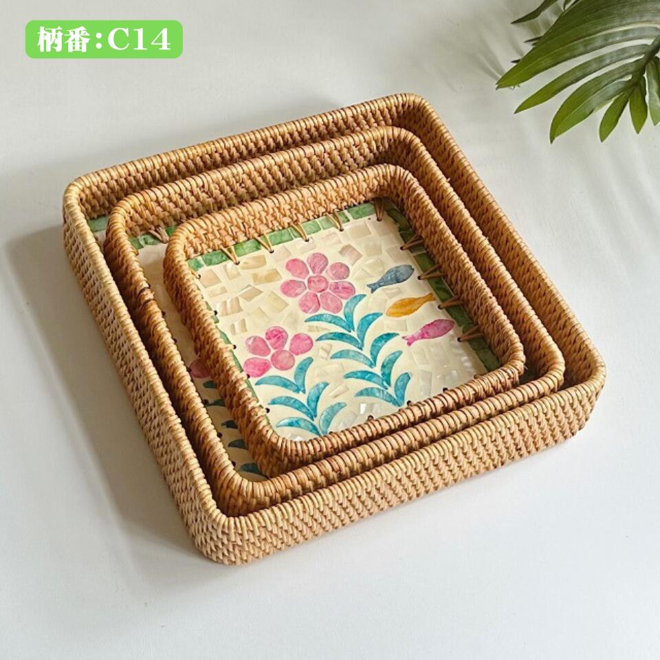 楽天市場】シェルラタントレー 角型 収納バスケット 収納かご 卓上