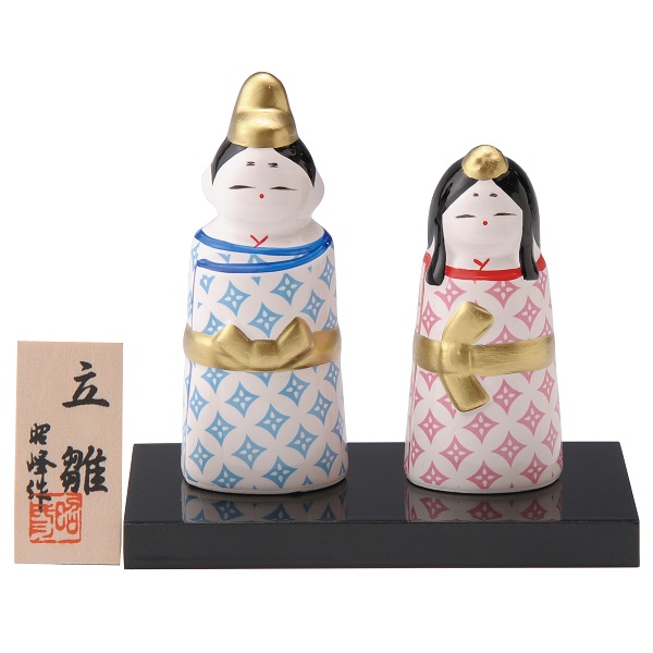 楽天市場】昭峰作 陶器製 雛人形 古典模様雛 七宝文巻雛 台・木札付き