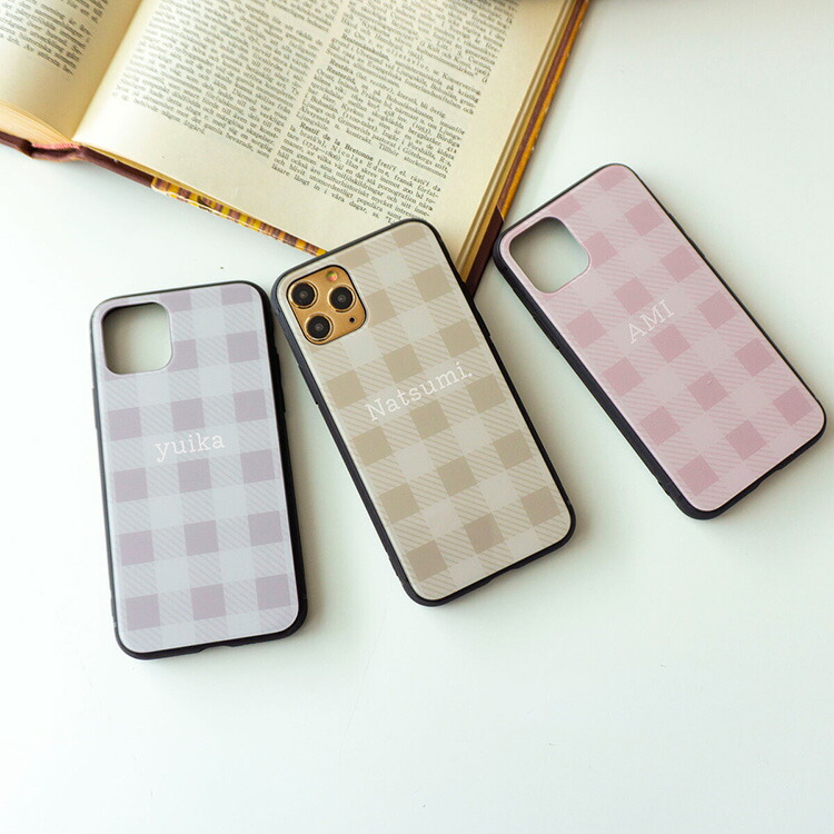 楽天市場】多機種対応 スマホケース ガラス 【 ギンガムチェック 名