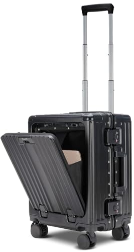 ストッパー付き フロントオープン スーツケース アルミフレーム」の