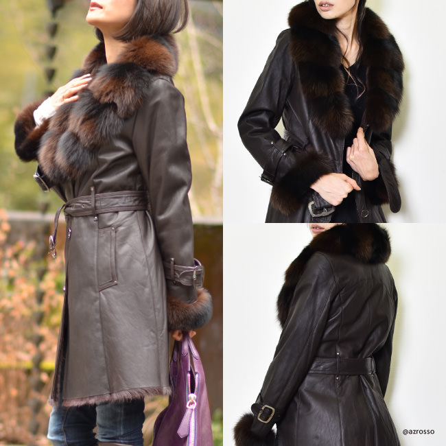 楽天市場】フランス製 レザーコート レディース アウター 毛皮 コート